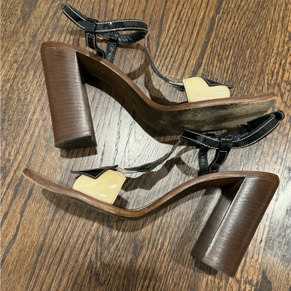 Miu Miu wooden high heel women’s size 39 patent leather black maroon cream - Picture 7 of 12